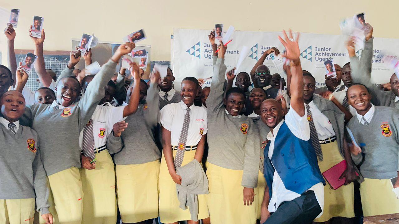 Students celebrating at a Serene Mind school outreach
