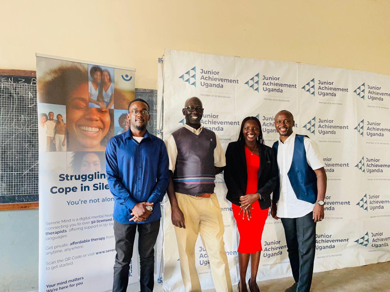 The Serene Mind team at a school outreach with Junior Achievement Uganda